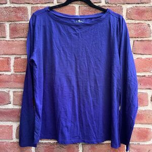 EILEEN FISHER Slubby Organic-Cotton Long-Sleeve Tee purple small NEW
